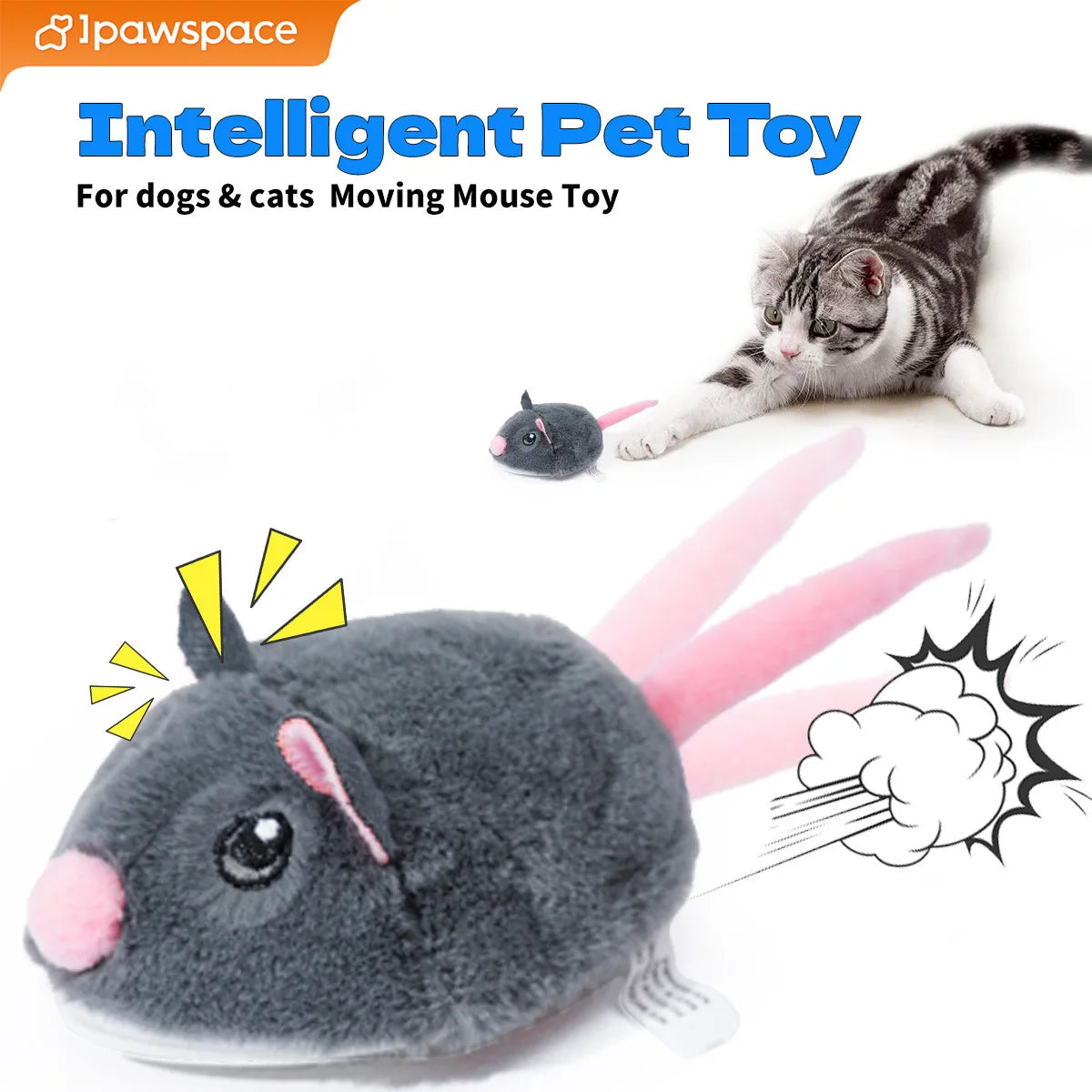 Ratón interactivo automático para gatos – juguete con movimiento