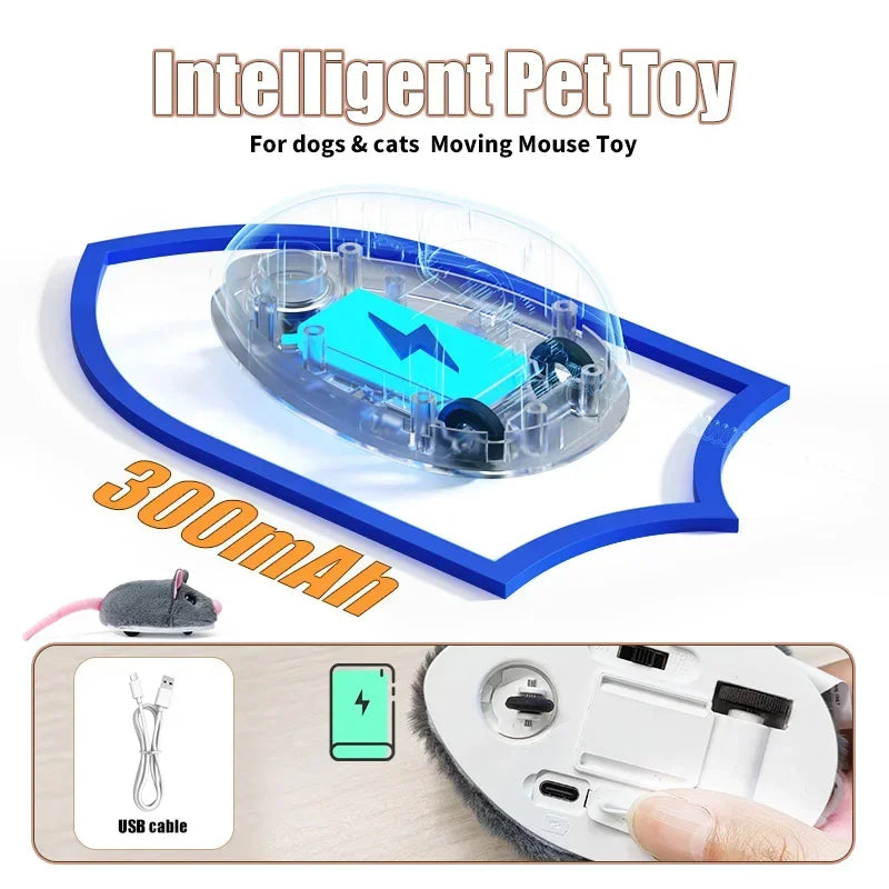 Ratón interactivo automático para gatos – juguete con movimiento